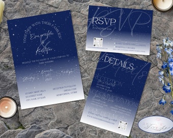 Starry Night Wedding Invitation Template Set | Instant Digital Download | Printable Invitations | Editable | DIY Wedding Invites | SNW1a