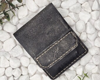Cartera de cuero minimalista Cartera de cuero negra Cartera de cuero minimalista Cartera de cuero plegable Cartera de cuero plegable