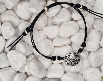Leather Minimalist Bracelet Charm Bracelet Leather Bracelet Boho Style Jewelry Boho Leather Bracelet Antique Silver Bracelet Jewellery