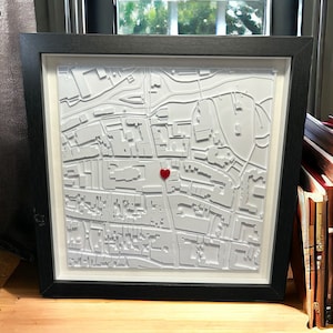 3D Stadtplan mit Koordinaten – personalisierte Karte im Rahmen | Geschenk zum Einzug, Hochzeit oder Jahrestag | Lieblingsort als Kunstwerk