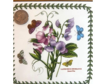 Port Meirion Trivet Pre-owned Sweet Pea Pattern Ceramic Wood 7.5 Inch Square