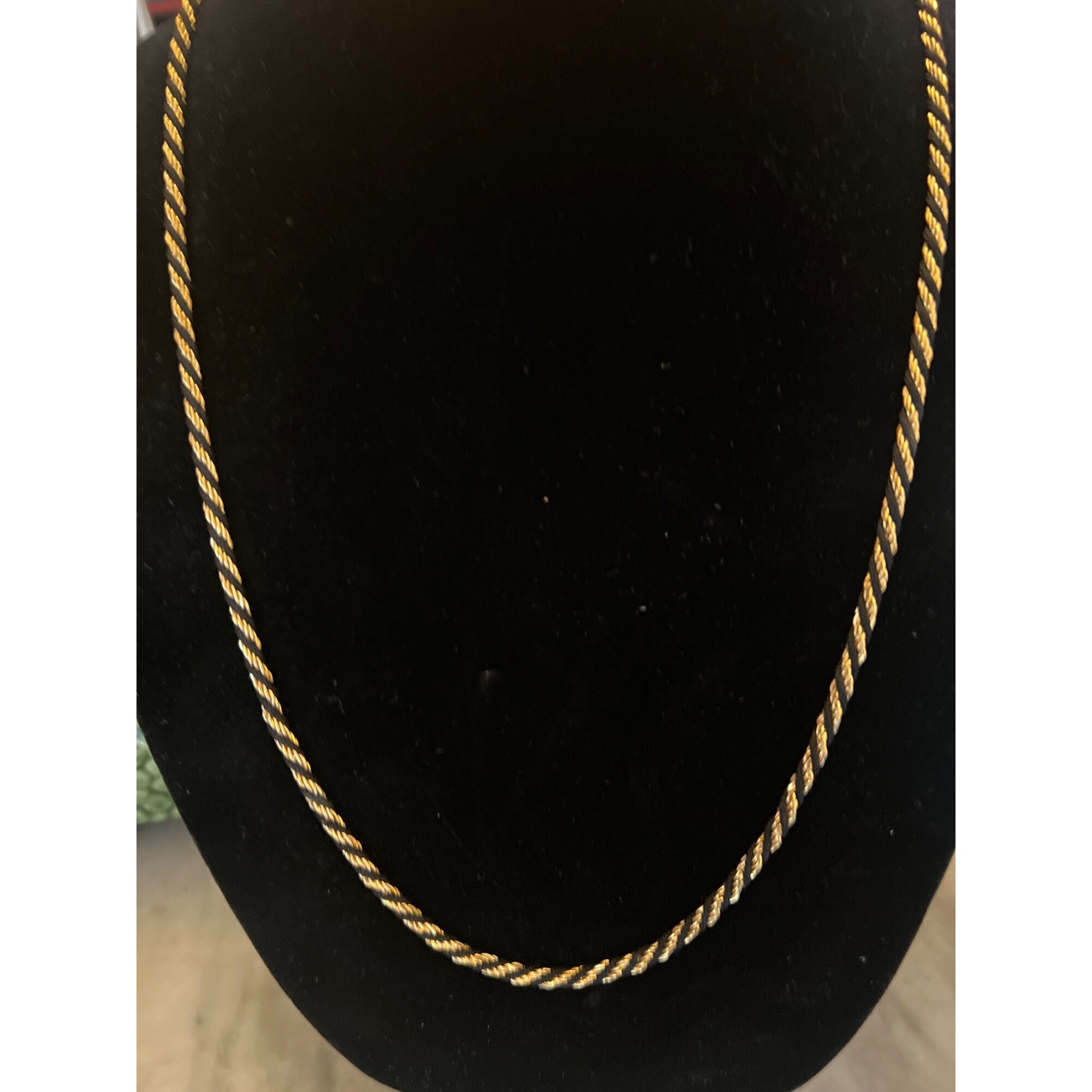 Trifari Gold Plated Black Rope Chain Necklace Unique Work Approved ...