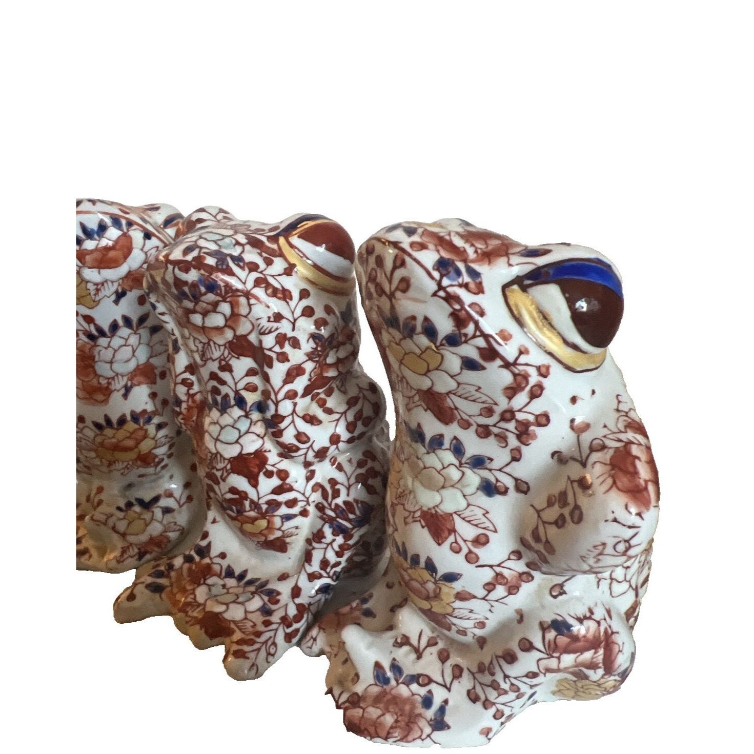 3 Antique Imari Frogs Vintage Art Triplets Signed Zhenya Zangwan