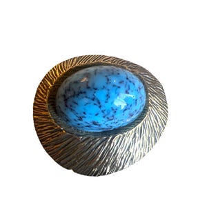 Vintage Zentall Turquoise Gold Tone Brooch Style Mid Century Modern Atomic