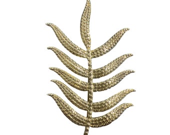 Vintage Joan Rivers Large Gold Tone Brooch Fern NZ Signed Collectible Piece