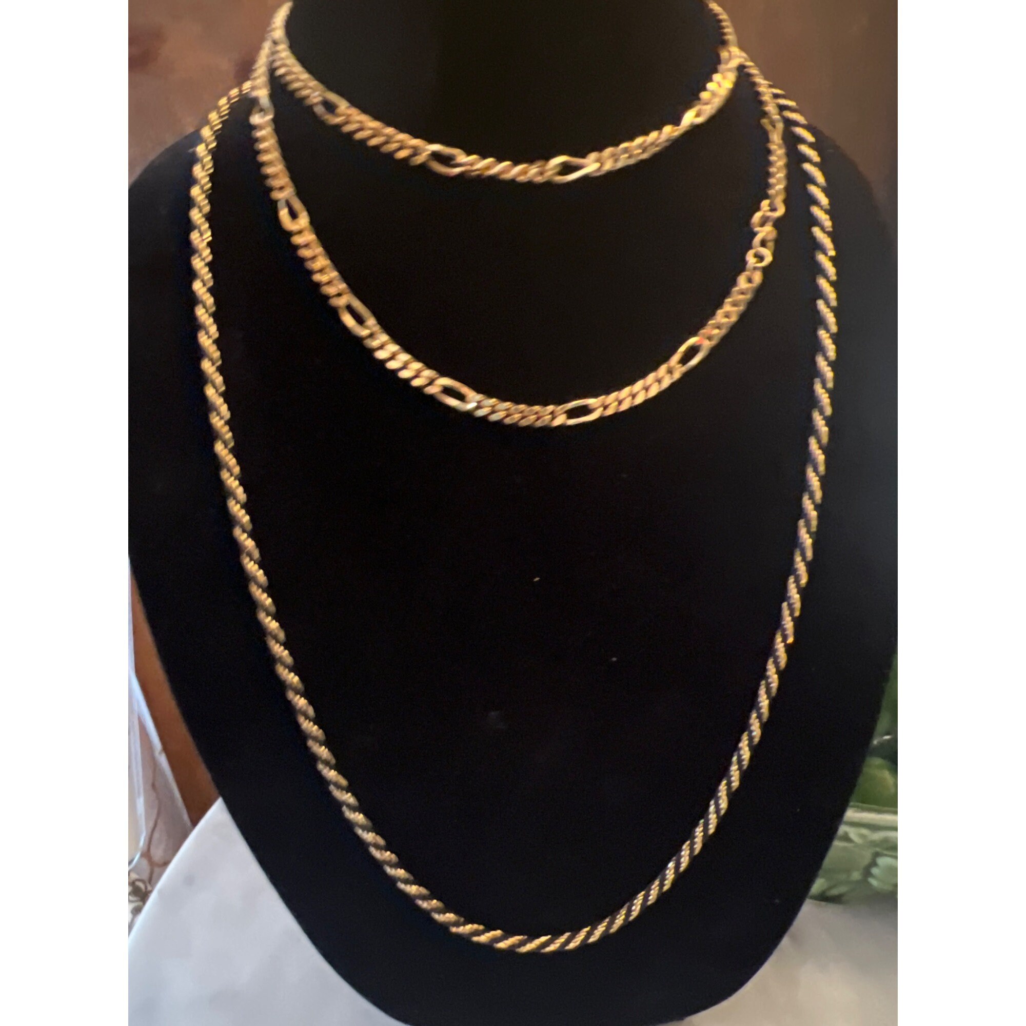 Trifari Gold Plated Black Rope Chain Necklace Unique Work Approved ...