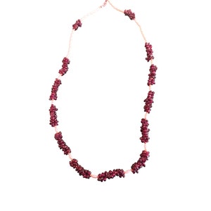 Vintage Garnet Stones Freshwater Pearls Necklace 16” Look at all Photos