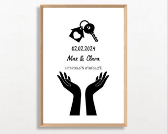 Geschenk zum einzug | familie geschenk | Personalisiert mit namen | Personalisiertes geschenk | Personalisiertes poster | Einzugs geschenk