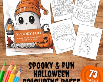 73 Páginas para colorir de Halloween, imprimíveis fofos de Halloween, atividade de Halloween, colorir para crianças, atividades de outono assustadoras e divertidas, colorir de outono