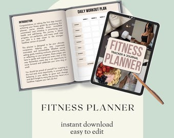Digital Fitness Planner, Weight Loss Journal, Undated Fitness Habit Tracker, Meal Planner, Fitness Challenges, Wellness, GoodNotes, PLR MRR