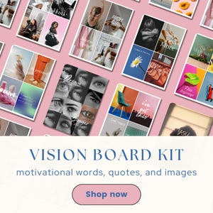 Kit de collage Vision Board, Images imprimables, Mots et graphiques motivants, Photos du moodboard, Kit de scrapbooking, Affirmations, Manifeste, Gratitude