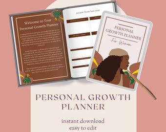 Personal Growth Planner | Digital Self-Development Planner, Printable PDF, Mindset, Manifest Dream Life, Spirituality, Mindfulness, PLR MRR