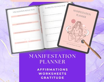 PLR/MRR-manifestatieplanner, schaduwwerk, visiebord, mindfulness, wet van de aantrekkingskracht, technieken voor bevestiging, hulpmiddelen voor bevestiging, digitaal dagboek