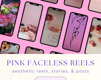 Pink Themed Faceless Reels Aesthetic Instagram Stories Tiktoks MRR PLR DFY Content Creator Canva Template Pink Digital Marketing Library