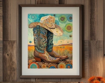 Cowboy Boots Art Print: Western Home Decor (Digital Download)