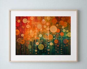Orange Cityscape Art Print: Abstract Urban Night (Digital Download)