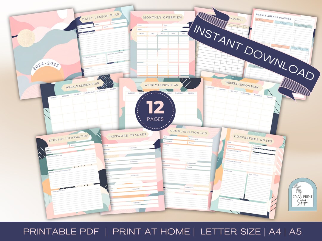 Teacher Planner, Lesson Plan Printable, Academic Schedule, Daily Lesson ...