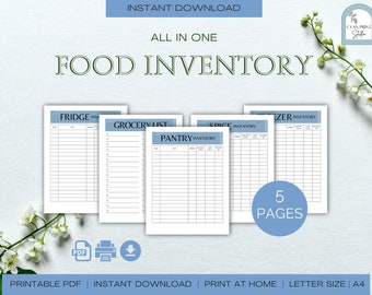Food Inventory Tracker, Pantry Inventory, Kitchen Inventory, Fridge and Freezer Inventory | Letter Size | A4 | PDF | PRINTABLE