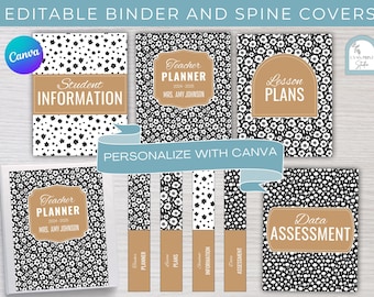Customizable Classroom Binder & Spine Cover, Educator Organizer, Editable with Canva, US Letter Size