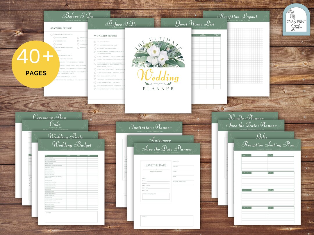 Printable Wedding Planner, Wedding Journal, Wedding Organizer, Bride ...