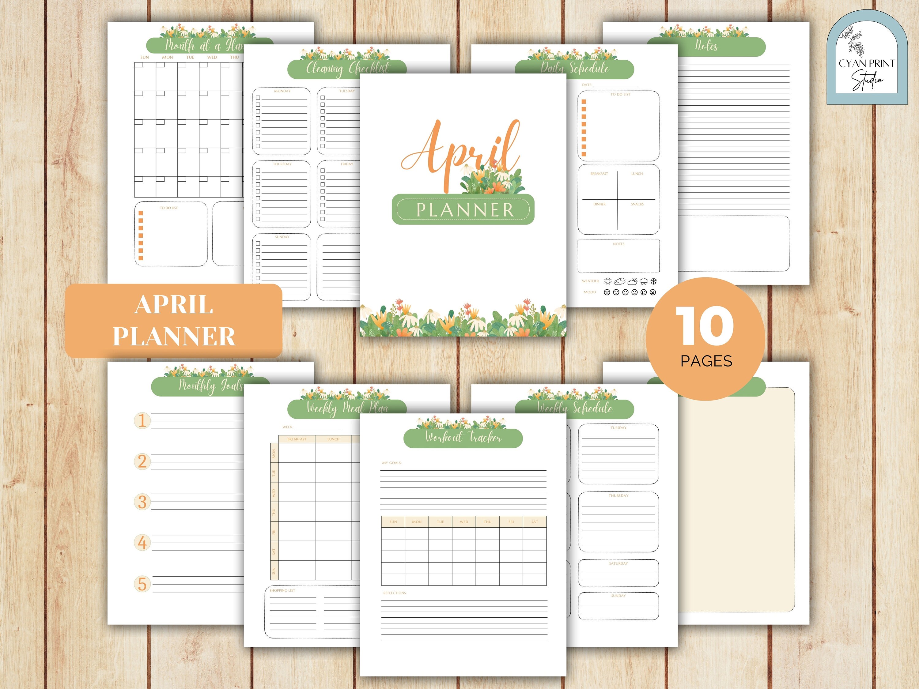 Printable April Planner, Monthly Planner, April Organizer, Daily ...
