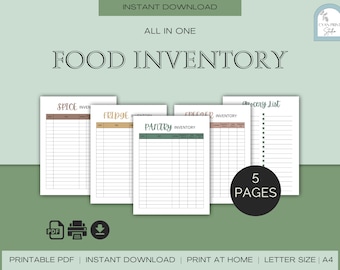 Food Inventory Tracker, Pantry Inventory, Kitchen Inventory, Fridge and Freezer Inventory | Letter Size | A4 | PDF | PRINTABLE