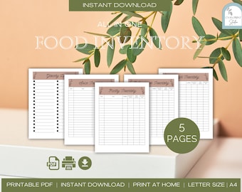 Food Inventory Tracker, Pantry Inventory, Kitchen Inventory, Fridge and Freezer Inventory | Letter Size | A4 | PDF | PRINTABLE