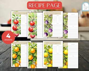 Printable Recipe Page | Blank Recipe Page | Instant Download Cookbook Design | US Letter Size | PDF | Kitchen Organizer | Binder Recipe