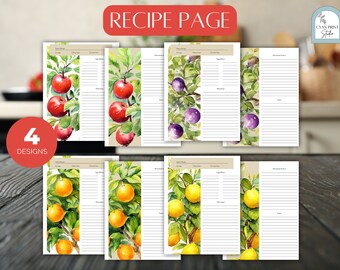 Printable Recipe Page | Blank Recipe Page | Instant Download Cookbook Design | US Letter Size | PDF | Kitchen Organizer | Binder Recipe