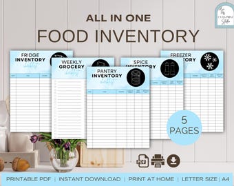 Food Inventory Tracker, Pantry Inventory, Kitchen Inventory, Fridge and Freezer Inventory | Letter Size | A4 | PDF | PRINTABLE