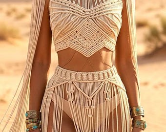Festival outfit, macrame dress, rave outfit, burning man, macrame clothing, greek goddess dress, bohemian dress, yacht events, beach outfit