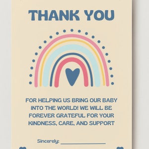 Labour and Delivery, NICU, Postpartum Nurse, Doula, Midwife, Doctor Thank you Card
