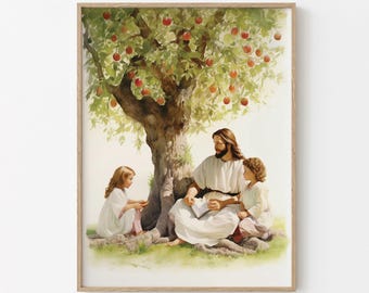 I am a Child of God, Jesus Christ Teaches Kids Wall Art, Jesus Picture, Jesus Images, LDS Picture Christ, Christian Artwork, jc46