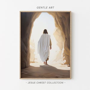 Jesus Cristo Ressuscitou, Pintura de Páscoa, Jesus Cristo Saindo do Túmulo, Ele Ressuscitou, Jesus Vivo, Arte de Parede Cristã, Tapeçaria Bíblica