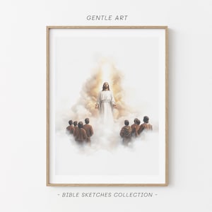Jesus Ascending To Heaven, Ascension Of Christ, Jesus Ascension, Jesus Poster, Biblical Paintings, Jesus Clipart, Scripture Art, Bible Art