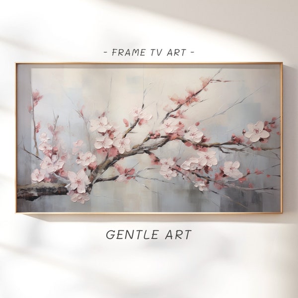 Spring Cherry Blossom Samsung Frame TV, Cherry Blooming Branch Frame TV Artwork, Antique Floral Art TV, Dogwood Blooms Television Art, tv57