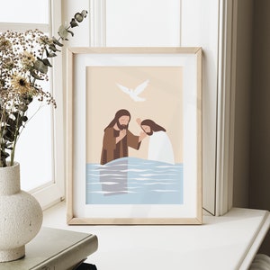 Jesus Baptized, Jesus Cartoon, Jesus Poster, Jesus Baptism Art, John ...