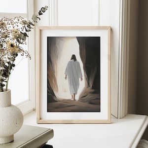 Jesus Risen From The Grave, Jesus Resurrection, Easter Digital Print, Empty Tomb, Christian Gift, Bible Gift, Jesus Easter Painting, jc16