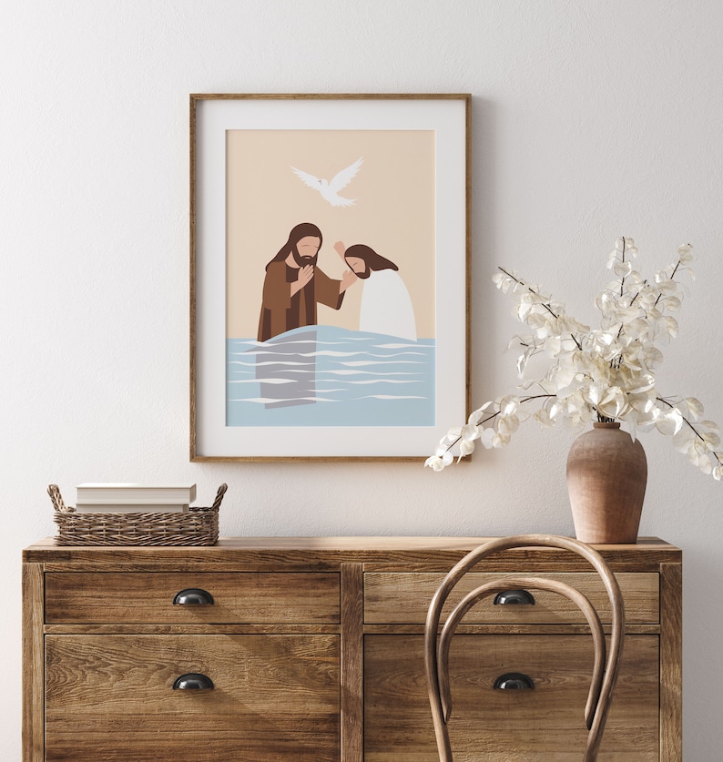 Jesus Baptized, Jesus Cartoon, Jesus Poster, Jesus Baptism Art, John ...
