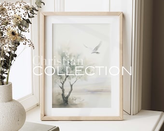 Dove and Olive Tree, Noah's Ark Story, Easter Gift, Christian Gift, Bible Wall Art, Old Testament, Holy Spirit Dove, Bird Painting, jc17
