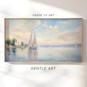 Sailboat Art For TV, Samsung Frame TV Summer Screensaver, Beach Frame Tv Art, Coastal Sailboat Frame TV Artwork, Beach House Decor, tv68