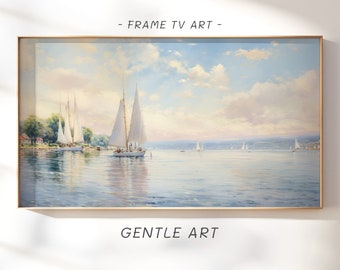 Sailboat Art For TV, Samsung Frame TV Summer Screensaver, Beach Frame Tv Art, Coastal Sailboat Frame TV Artwork, Beach House Decor, tv68