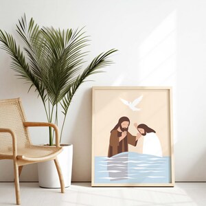 Jesus Baptized, Jesus Cartoon, Jesus Poster, Jesus Baptism Art, John ...
