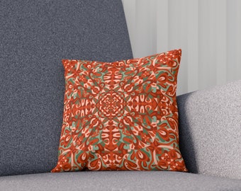 Mandala pillow with Aztec design