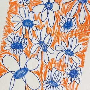 Impresión artística de Riso floral hecha a mano: tamaño de letra vibrante (8,5 x 11) en cartulina premium