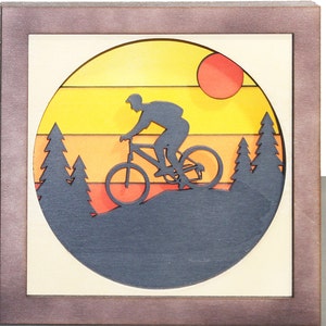 Bicycle SVG / Laser cut files / Mountain bike SVG / Layered design for glowforge /  3D effect / Multilayer.