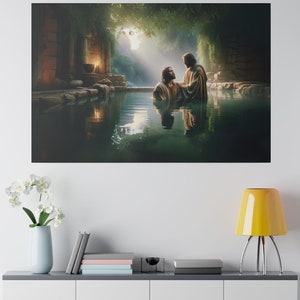 Jesus's Baptism At The Pool of Bethesda Digital Download, Christian Artwork From Bible Stories