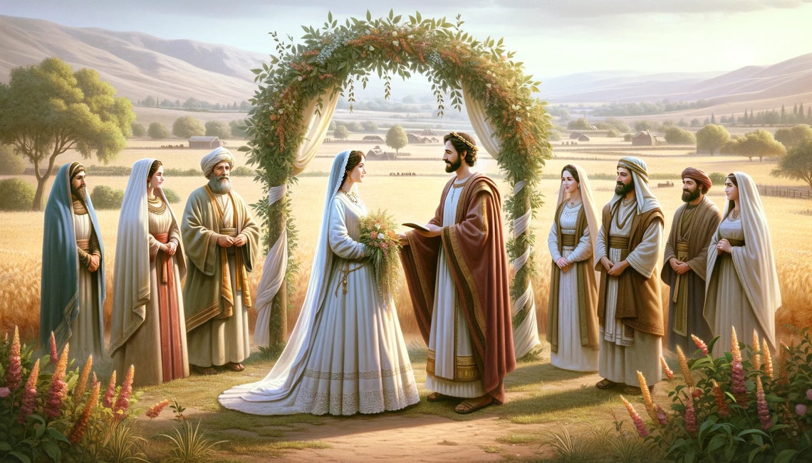 The Story of Ruth: Ruth Marries Boaz Matte Canvas Painting Print