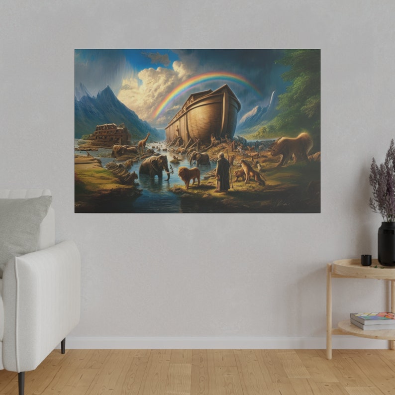 Picture of Story of Noahs Ark Matte Canvas Print, Christian Artwork From Bible ...