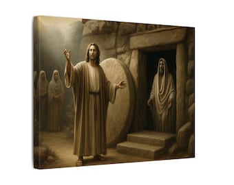 Jesus Raises Lazarus Canvas Print: Bible Story Christian Artwork